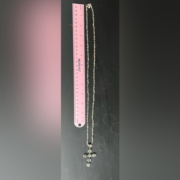 Doug Paulus India Sterling Silver 925 Labradorite Cross Pendant Bead Necklace - Picture 5 of 16